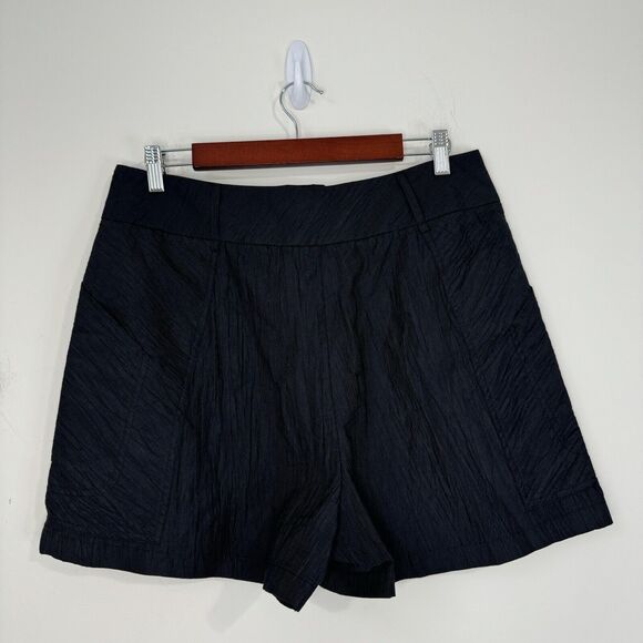 SNIDER by Staci Snider Linen Blend High Waisted Shorts Size 6 Black - Picture 6 of 12